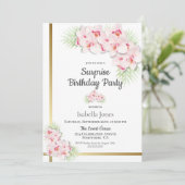 Invitation Orchidée rose Surprise fête d'anniversaire (Debout devant)