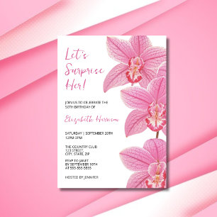 Invitation Orchidée rose tropicale Surprise Anniversaire