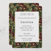 Invitation Orchidée rouge tropicale bordeaux Anniversaire flo (Devant / Derrière)