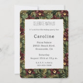 Invitation Orchidée rouge tropicale bordeaux Anniversaire flo (Devant)