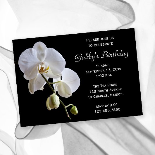 Invitation Orchidée sur la fête d'anniversaire noire