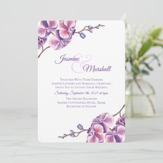 Invitation Orchidée violette (Debout devant)