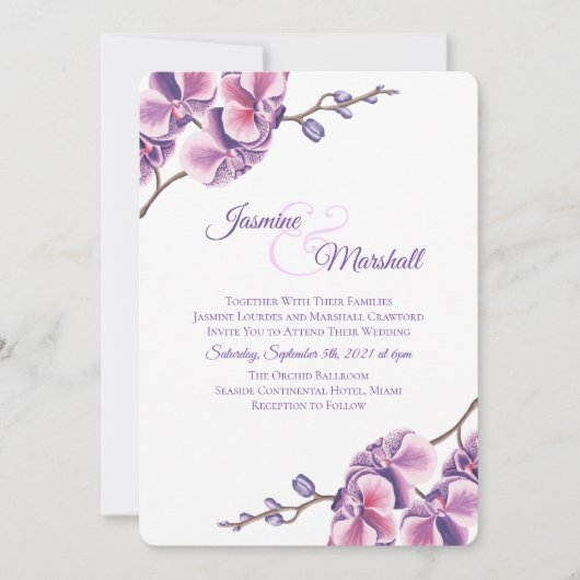 Invitation Orchidée violette (Devant)