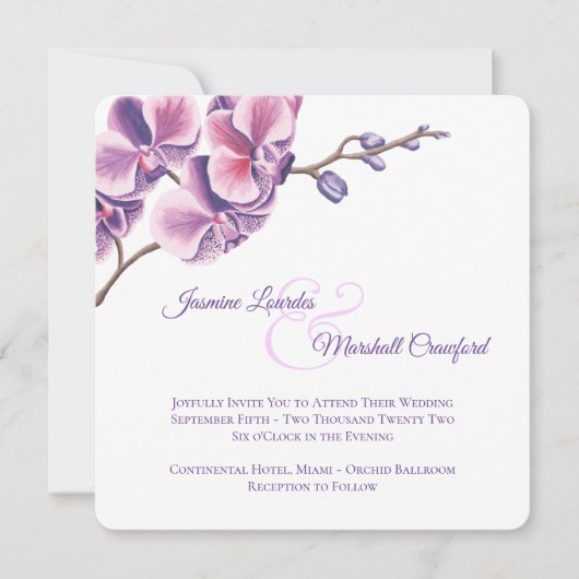 Invitation Orchidée violette 2 (Devant)