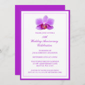 Invitation Orchidée Violette Élégante 50e Anniversaire de Mar (Devant / Derrière)