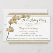 Invitation Orchidée violette et rayures Anniversaire (Devant)