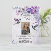 Invitation Orchidée violette Fête de la vie des colibris (Debout devant)