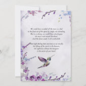 Invitation Orchidée violette Fête de la vie des colibris (Dos)