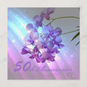 Invitation orchidée violette florale 50e anniversaire de mari