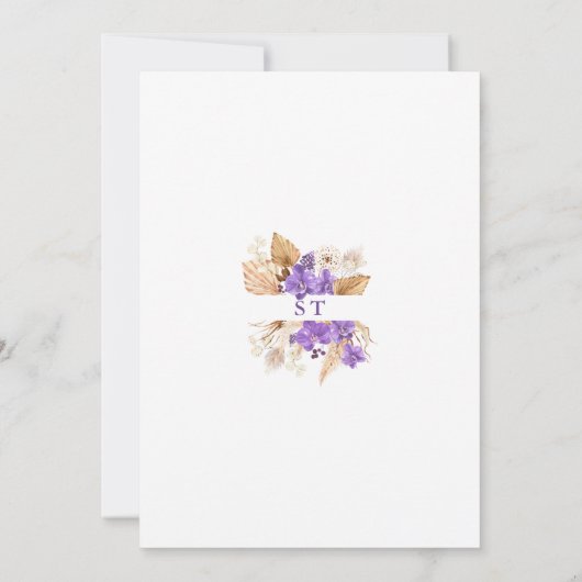 Invitation Orchidée violette Pampas Grass Lunaria Baby en fle (Dos)