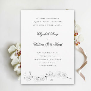 Invitation Orchidées blanches Art Formel Mariage traditionnel