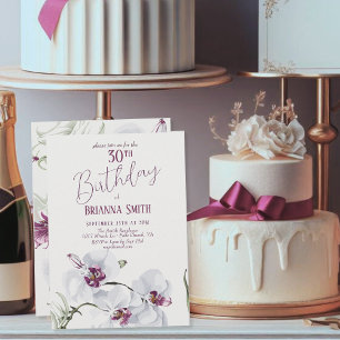 Invitation Orchidées blanches délicates peinture 30e annivers