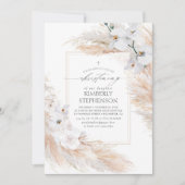 Invitation Orchidées blanches d'herbe de la Pampa (Devant)