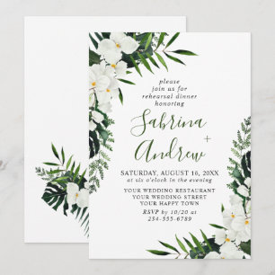 Invitation Orchidées blanches élégantes DÎNER DE RÉPÉTITION b