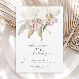 Invitation Orchidées blanches élégantes Floral 75e anniversai