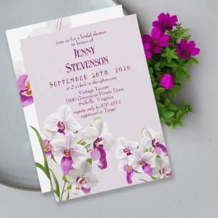Invitation Orchidées blanches et magenta Fête des mariées de 