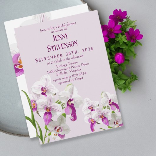 Invitation Orchidées blanches et magenta Fête des mariées de 