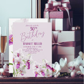 Invitation Orchidées blanches et violettes Peinture 30e anniv