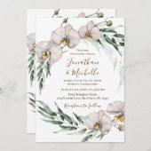 Invitation Orchidées Blanches Florales Verdure Mariage chréti (Devant / Derrière)