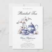 Invitation Orchidées Blanches Hampton Toile Douche Thé nuptia (Devant)