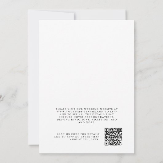 Invitation Orchidées blanches Mariage tropical avec code QR (Dos)