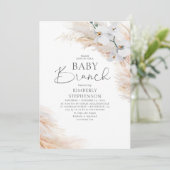 Invitation Orchidées Blanches Pampas Baby shower de Brunch Gr (Debout devant)