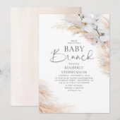 Invitation Orchidées Blanches Pampas Baby shower de Brunch Gr (Devant / Derrière)