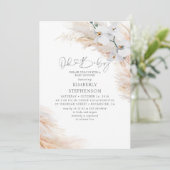 Invitation Orchidées blanches Pampas Grass Oh Baby shower (Debout devant)