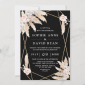 Invitation Orchidées blanches Rose rose Pampas Grass Mariage  (Devant)