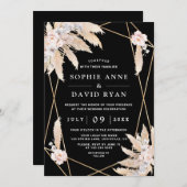 Invitation Orchidées blanches Rose rose Pampas Grass Mariage  (Devant / Derrière)