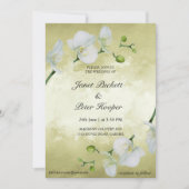Invitation Orchidées blanches sur mariage arrière - plan doré (Devant)