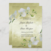 Invitation Orchidées blanches sur mariage arrière - plan doré (Devant / Derrière)