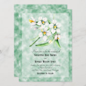 Invitation Orchidées blanches sur mariage arrière - plan vert (Devant / Derrière)