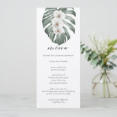 Invitation Orchidées blanches sur Menu de mariage tropical Mo (Debout devant)