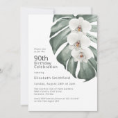 Invitation Orchidées blanches sur Monstera Tropical 90e anniv (Devant)