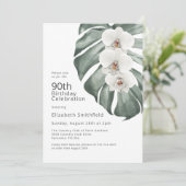 Invitation Orchidées blanches sur Monstera Tropical 90e anniv (Debout devant)
