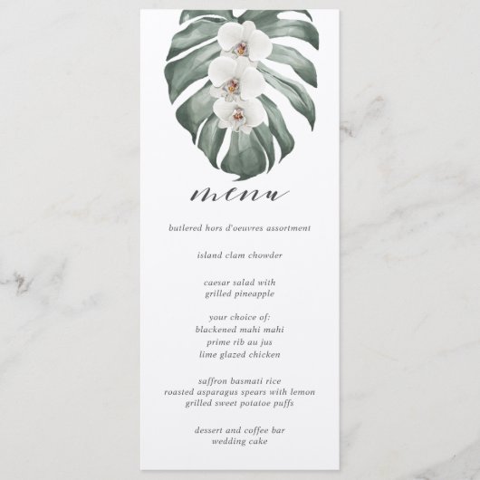 Invitation Orchidées blanches sur Monstera Tropical Mariage M (Devant)