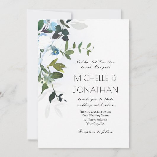 Invitation Orchidées blanches Verdure Floral Mariage chrétien (Devant)