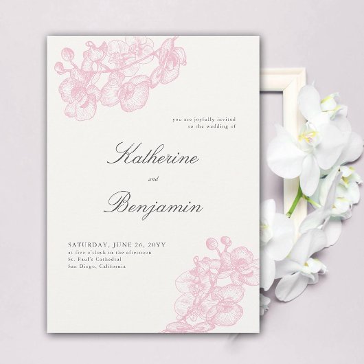 Invitation Orchidées classiques modernes officielles Mariage 