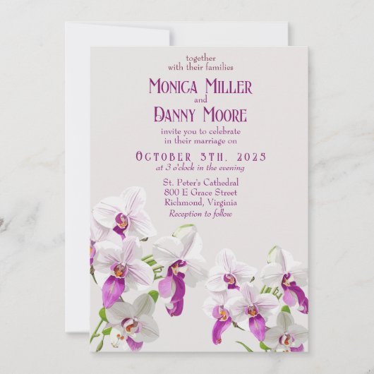 Invitation Orchidées délicates Mariage de jour (Devant)