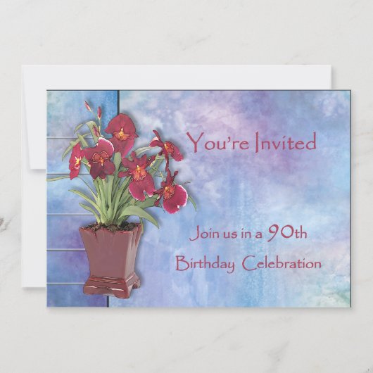 Invitation Orchidées et anniversaire d'aquarelle (Devant)
