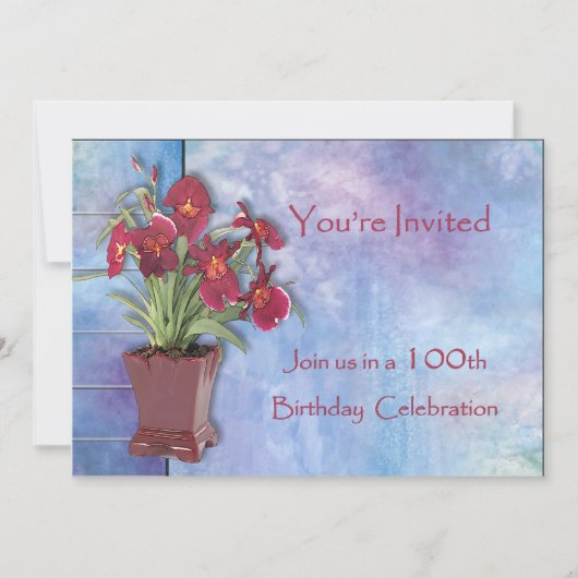 Invitation Orchidées et aquarelle 100e anniversaire (Devant)