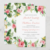 Invitation Orchidées florales tropicales Palm Feuille Mariage (Devant / Derrière)