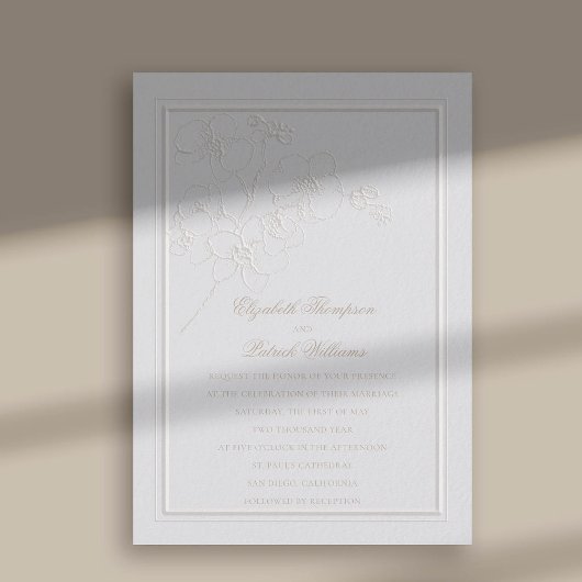 Invitation Orchidées Formel Classique Ivory Art Dessiné Maria