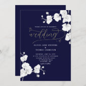 Invitation Orchidées formelles de la Marine moderne en un seu (Devant / Derrière)