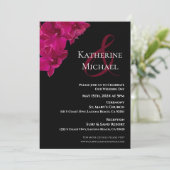Invitation Orchidées Fuchsia sur Mariage noir (Debout devant)