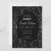 Invitation Orchidées noires gothiques Sweet 16 (Devant)