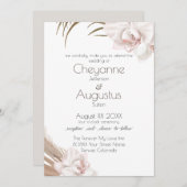 Invitation Orchidées romantiques et Pampas Mariage en herbe (Devant / Derrière)