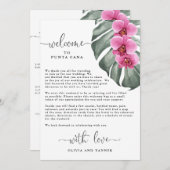 Invitation Orchidées Rose Chaud et Accueil Tropical Monstera (Devant / Derrière)