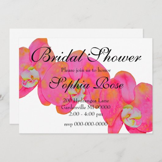 Invitation Orchidées roses (Devant / Derrière)